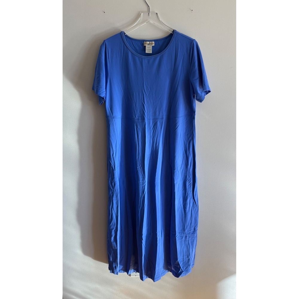TravelSmith Womens Blue Supplex Short Sleeve Maxi Dress Size Large